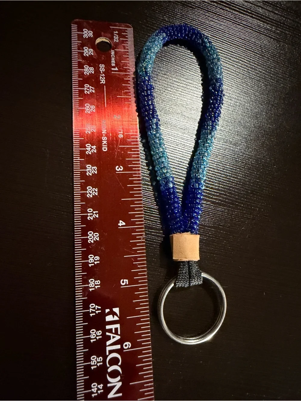 Handmade Blue Ombre Beaded Wristlet Keyring
